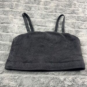 Gymshark Whitney Simmons Eyelash Knit Bandeau Black Fuzzy Crop Top Womens Size L